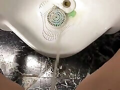 Pee in the men husment vife toilet