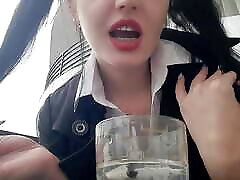 bf vdio com fetish. Dominatrix Nika smokes sexy and spits into a glass. Imagine that this glass is your mouth.