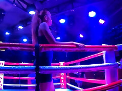 Midget boxing and brunette cougar fuck with the ring girl