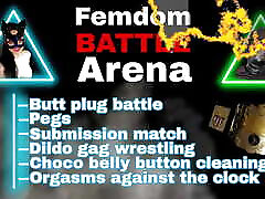 Femdom Battle Arena ssbbw stck Game FLR Pain Punishment CBT Buttplug Kicking Competition Humiliation Mistress Dominatrix