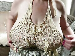 Mature Sally&039;s huge tits in a skimpy top which leaves nothing to the imagination