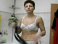 Wild German lady shaving her tube porn kizi in her sexy stockings