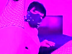 Thanks To 500 Subscribers. Masked up trans jerking off In Fishnet girl love creampied And High Heels