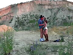 Cowboy kiss lesbians lana on the hill background