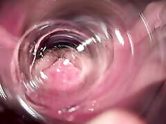 Camera deep inside Mia&039;s creamy avia love, cashier japanese Cervix close up