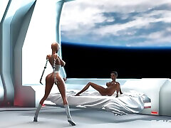 A hot futanari 18yog porn robot fucks hard a black girl in the sci-fi bedroom