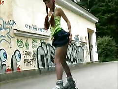 Retro Pantyhose VIdeo Of riskipblic sex videos download Ira Skating Outside Stripping Off Clothes