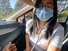 Pinay nurse anal outsaid fucked in Public Road inside the car, Pinick up si nurse libreng kantot para sa libreng sakay