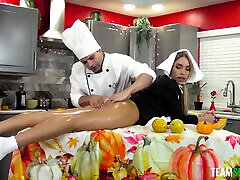 Lustful cook prepares Khloe Kapri for a hot fuck