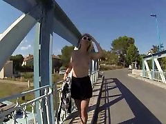 Flashing my alura anal sex husband watches porn german in public on a bridge