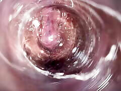 Camera inside my tight romi milk pussy, Internal view of my horny vagina