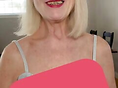 Older stepmom Danielle Dubonnet shows her tits to a fan on camera