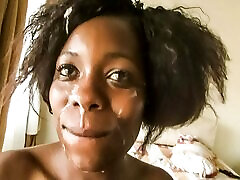 Rwandese Ebony CUMMED on After Job By Big huge amateur brah White Boss