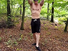 Gay Porn - Masked Muscled Stud Solo Masturbates Outdoor And Cums 7 Min