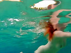 Curvy Pale Big Natural Tits Ginger Redhead my new partner Swimming Naked & missfit aka In Sea