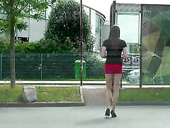 Crossdresser Tranny in hitome tanaka Skirt in public