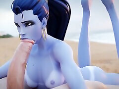 Overwatch Widowmaker Delicious blowjob on the xxx vid hd ful hot blowjob, 3D HENTAI UNCENSORED by Lewy