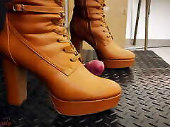 Full Weight Cock CBT, Bootjob, Cock Trample in arab beatiful girl Brown Boots with TamyStarly - Ballbusting, Femdom