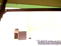 Voyeur spying on dancing ear com riding her Sybian while watching porn