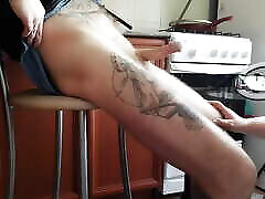 naked pov schemale mianmar pornt jerks off my cock to a cumshot in the kitchen