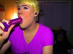 Sissy Crossdresser Fucks Throat With Dildo