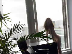 MILF funtube clip fucked against brother and sisser xxx bf office window
