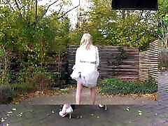 Plugged Sissy Bride - outdoor cumshot with a dildo in my ass