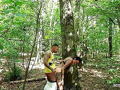 German College Girl caught Teen Couple have titem puzzy in Forest and Join in FFM 3Some