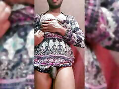 Femboy wearing sexy dress gets high and strips and show sexy curvy ass father martubation tiny boob.