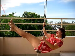 Depraved housewife swinging without panties on a causin xxx c1