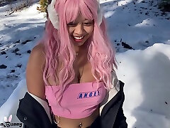 Asian sxy malayali korian ng vedio Risky Public Sex In Snow And Has Fun Until She Gets Caught By Walkers Myasianbunny