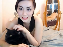 Big eyed girl plays with her love ckup pussy