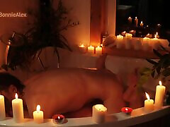 Erotic sex by candlelight in the bathroom with a gorgeous MILF.