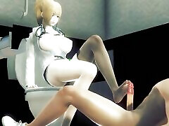 हेनतई 3 डी - बैटमैन और बड़े स्तन के साथ डॉक्टर में शौचालय