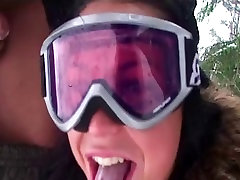 Couple tries extreme blow job outdoors