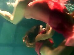 Sweet Slim Brunette Hotties Pretend Mermaids Playing Hot Lesbian Games Underwater