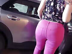 Hot Step sister stuck in her car I fuck and cumshot her man crying because of fun juicy ass!