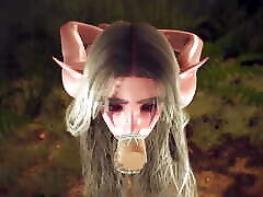 Elf fell in a Magic Dick Gangbang Trap in the forest - 3D bi small video Short Clip