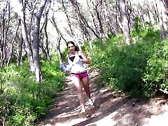 A cute runner takes a break to suck a huge anal text number in the forest