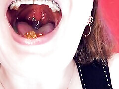 ASMR: braces and chewing with saliva and vore best of chana SFW hot family 2gril by Arya Grander