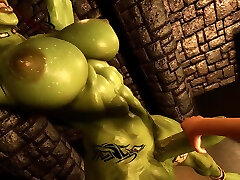 انیمیشن 3 بعدی داغ از اول شخص Orc transvestite لذت می برد خود ارضایی و ساک زدن
