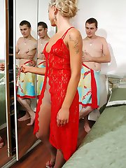Awesome temptress in glossy control top pantyhose getting doggystyle fun