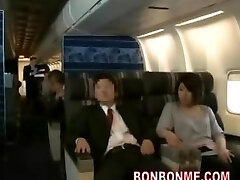 Platinum-blonde busty stewardwss fuck with passenger