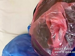 Latex-clad girls plastic rainwear chain orgasms