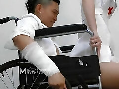 Sexy Asian nurse with molten lingerie have a hardcore hump with her big dick patient