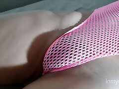 I wore a see-through swimsuit and I got all wet from him squeezing my trimmed bush cunt.