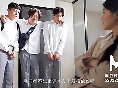 Asian teacher gang-banged by her energized students