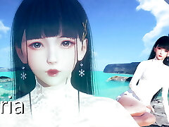 AI Shoujo Chinese beauty Aria in realistic 3D animated 69 sex UNCENSORED