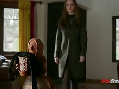 Handsome leggy hottie Maya Kendrick is ready to work on three ginormous boner cocks