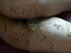 Found used wife with creampie after group sex and jerked off!